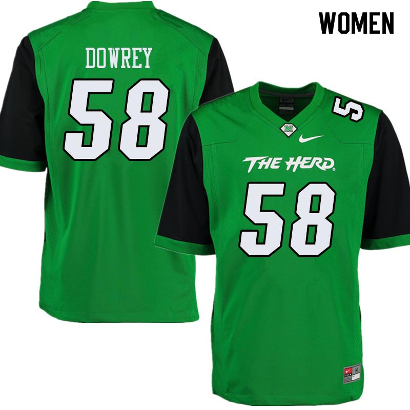 Women #58 Jordan Dowrey Marshall Thundering Herd College Football Jerseys Sale-Green - Click Image to Close